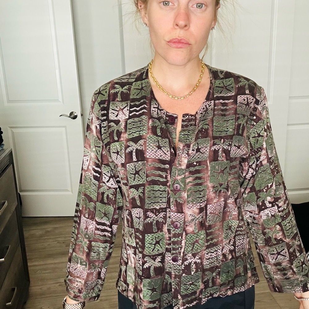 Elegant Green and Brown Button Down Shirt